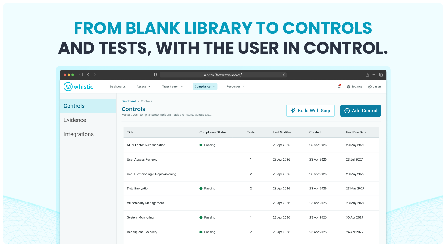 From blank library to controls and tests, with the user in control.