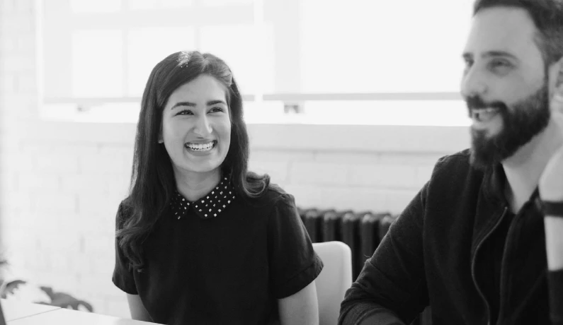 Coworkers smiling