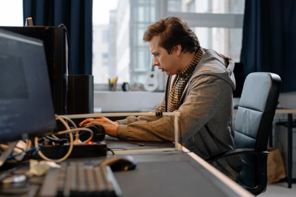 Man working on computer