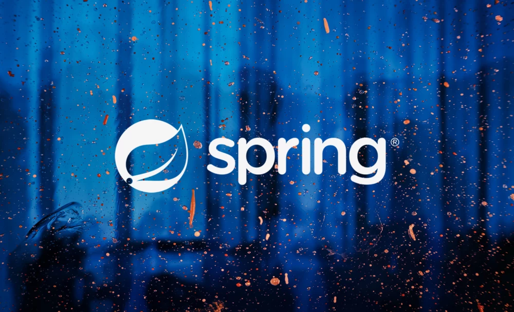 An Image with text Spring on blue background