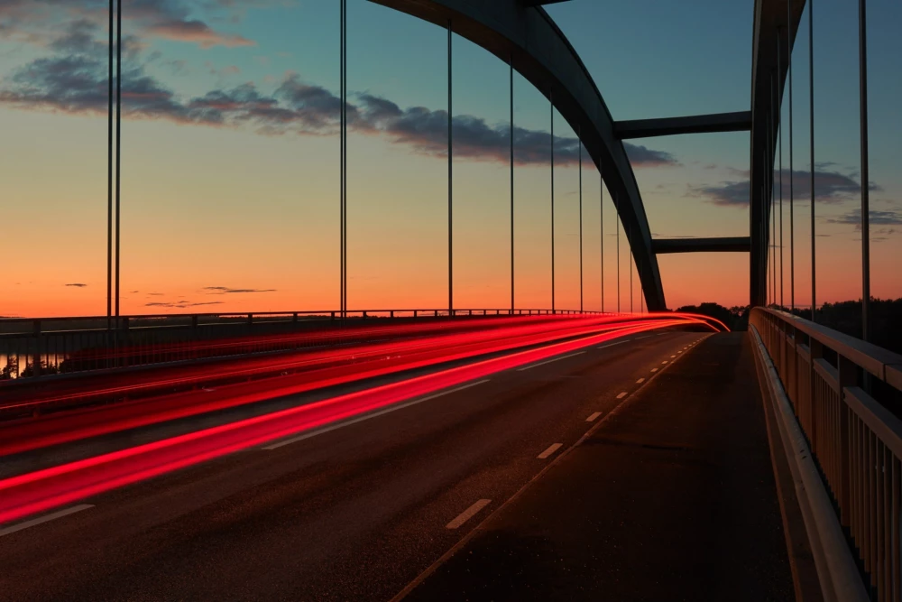 Sunset over a bridge